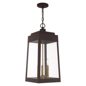 Oslo 3-Light Outdoor Pendant in Bronze w with Antique Brasss