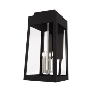 Oslo 4-Light Outdoor Wall Lantern in Black w with Brushed Nickels
