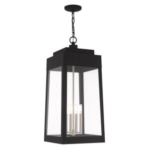 Oslo 4-Light Outdoor Pendant in Black w with Brushed Nickels