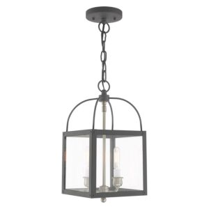 Milford 2-Light Mini Pendant with Ceiling Mount in Scandinavian Gray w/ Brushed Nickel Cluster