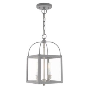Milford 2-Light Mini Pendant with Ceiling Mount in Nordic Gray w/ Brushed Nickel Cluster