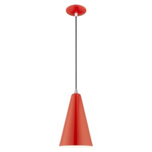 Dulce 1-Light Mini Pendant in Shiny Red w with Polished Chromes