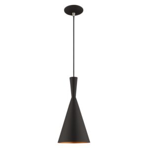 Waldorf 1-Light Mini Pendant in Black w with Brushed Nickels