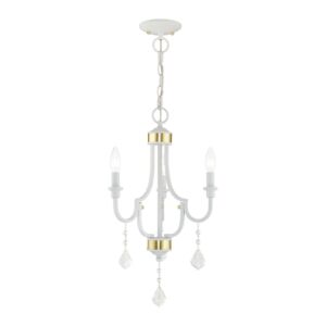 Glendale 3-Light Mini Chandelier in White w with Polished Brasss