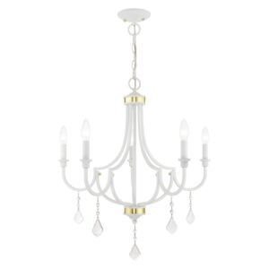 Glendale 5-Light Chandelier in White w with Polished Brasss