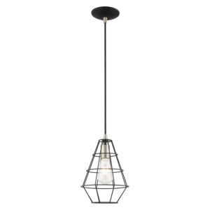 Bedford 1-Light Mini Pendant in Black w with Brushed Nickels