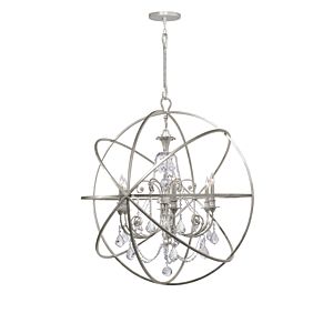 Crystorama Solaris 6 Light 42 Inch Industrial Chandelier in Olde Silver with Clear Hand Cut Crystals