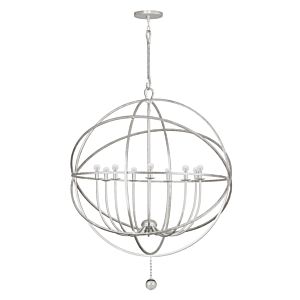 Crystorama Solaris 9 Light 50 Inch Industrial Chandelier in Olde Silver with Clear Glass Drops Crystals