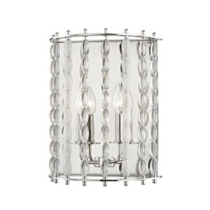 Hudson Valley Whitestone 2 Light 14 Inch Wall Sconce in Polished Nickel