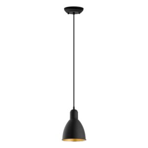 Priddy 2 1-Light Pendant in Black with Gold