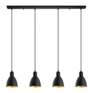 Priddy 2 4-Light Pendant in Black with Gold