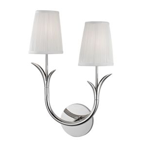 Hudson Valley Deering 2 Light 18 Inch Wall Sconce in Polished Nickel