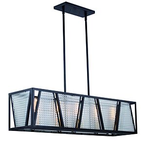 Oslo 5-Light Linear Chandelier in Black and Natural Brass