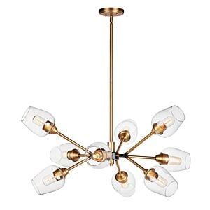 Savvy 9-Light LED Chandelier in Antique Brass with Black