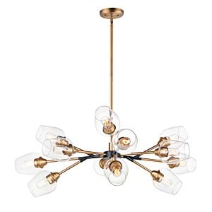 Savvy 12-Light LED Chandelier in Antique Brass with Black