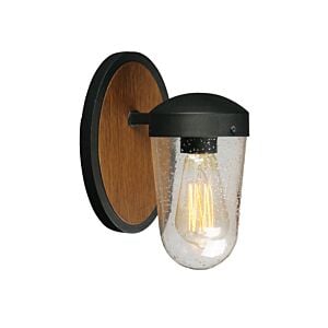 Lido 1-Light Outdoor Wall Lantern in Antique Pecan with Black