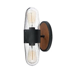 Lido 2-Light Outdoor Wall Lantern in Antique Pecan with Black