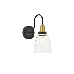 Felicity 1-Light Wall Sconce in Brass and Black
