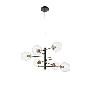 Paragon 6-Light Pendant in Matte Black and Brass