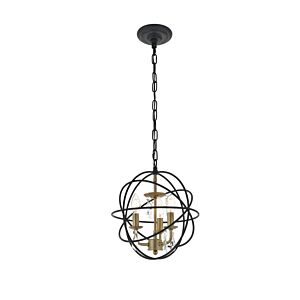 Wallace 3-Light Pendant in Matte Black and Brass
