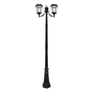 Victorian Bulb Solar Lamp Series 2-Light LED Post Mount in Black