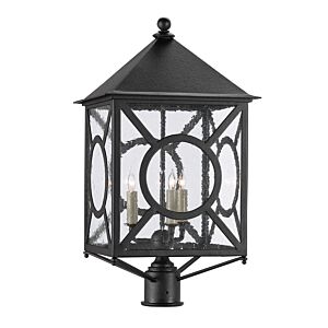 Currey & Company 3 Light 27 Inch Ripley Large Post Light in Midnight