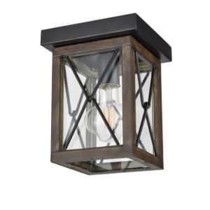 County Fair Outdoor 1-Light Outdoor Flush Mount in Black and Ironwood