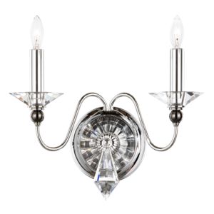 Schonbek Jasmine 2 Light Wall Sconce in Silver with Clear Optic Crystals