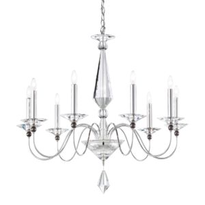 Schonbek Jasmine 9 Light Chandelier in Silver with Clear Optic Crystals