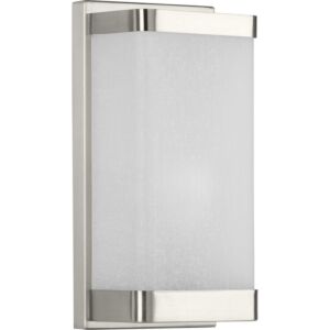 Linen Glass Sconce 1-Light Wall Sconce in Brushed Nickel