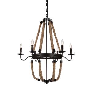 CWI Lighting Dharla 6 Light Chandelier with Rust finish