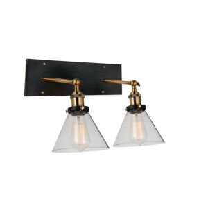 CWI Lighting Eustis 2 Light Wall Sconce with Black & Gold Brass finish
