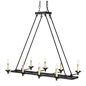 Currey & Company Houndslow Linear Chandelier in Satin Black