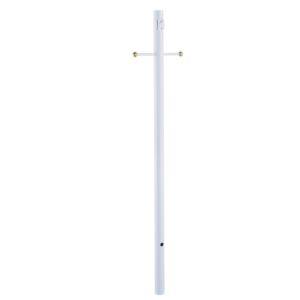 7-ft White Direct Burial Post With Outlet And Cross Arm