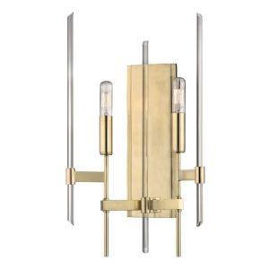 Hudson Valley Bari 2 Light 19 Inch Wall Sconce in Aged Brass