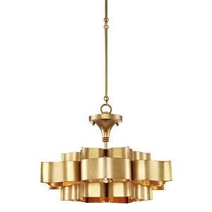Currey & Company Grand Lotus Small Chandelier in Gold Leaf