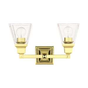 Mission 2-Light Bathroom Vanity Light in Polished Brass