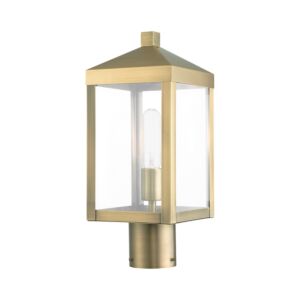 Nyack 1-Light Outdoor Post Top Lantern in Antique Brass