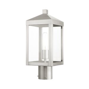Nyack 1-Light Outdoor Post Top Lantern in Brushed Nickel