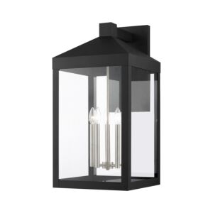 Nyack 5-Light Outdoor Wall Lantern in Black w with Brushed Nickel Cluster