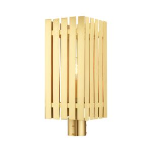 Greenwich 1-Light Outdoor Post Top Lantern in Satin Brass