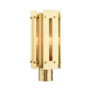 Utrecht 1-Light Outdoor Post Top Lantern in Satin Brass