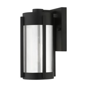 Sheridan 1-Light Outdoor Wall Lantern in Black w with Brushed Nickels