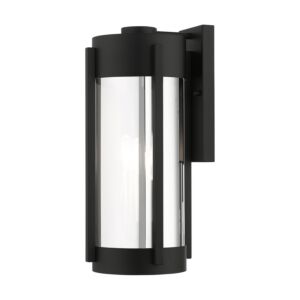 Sheridan 3-Light Outdoor Wall Lantern in Black w with Brushed Nickels