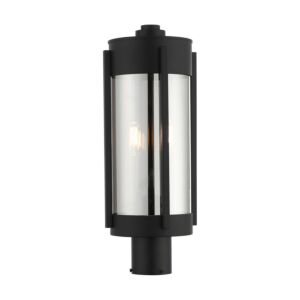 Sheridan 2-Light Outdoor Post Top Lantern in Black w with Brushed Nickels