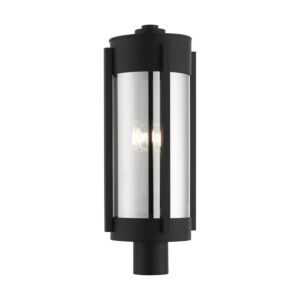 Sheridan 3-Light Outdoor Post Top Lantern in Black w with Brushed Nickels