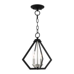 Prism 2-Light Convertible Semi-Flush with Pendant in Black w/ Brushed Nickel Cluster