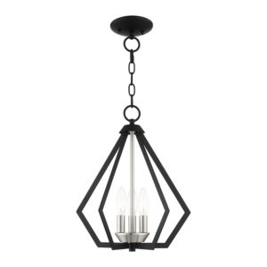Prism 3-Light Convertible Semi-Flush with Pendant in Black w/ Brushed Nickel Cluster