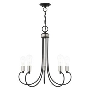 Bari 5-Light Chandelier in Black w with Brushed Nickels