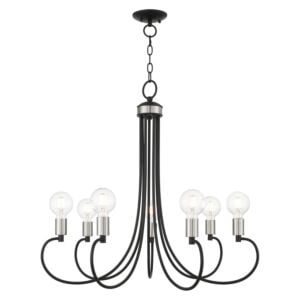 Bari 7-Light Chandelier in Black w with Brushed Nickels